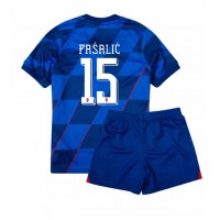 Echipament fotbal Croaţia Mario Pasalic #15 Tricou Deplasare European 2024 pentru copii maneca scurta (+ Pantaloni scurti)